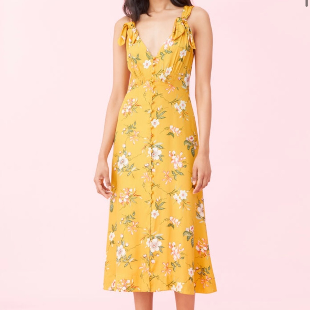 Rebecca Taylor LITA FLORAL SILK TWILL BOW DRESS